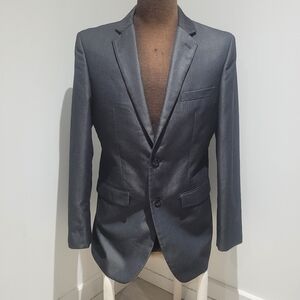 Perry Ellis Mens Slim Fit Single Breasted Tailored Blazer Size 38R Charcoal Gray